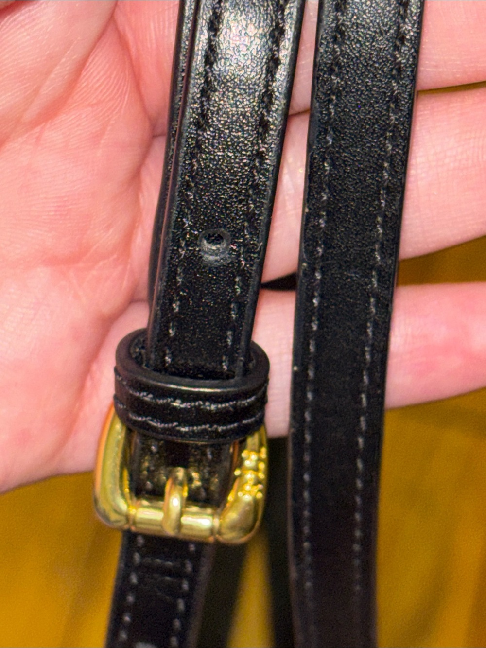 Lauren Ralph Lauren Black Leather Belt with Gold Buckle